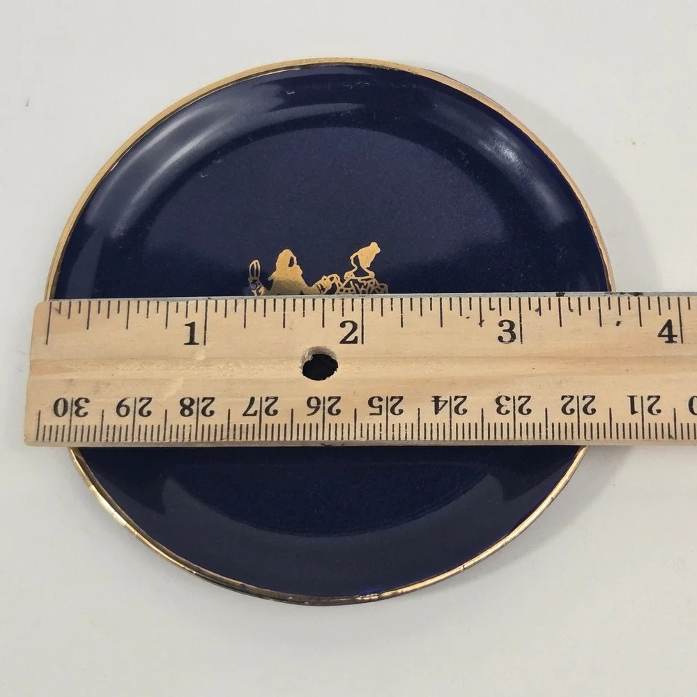 Cobalt Blue Miniature Porcelain Tea Set Gold Trim Fragonard Courting Couple 9pc